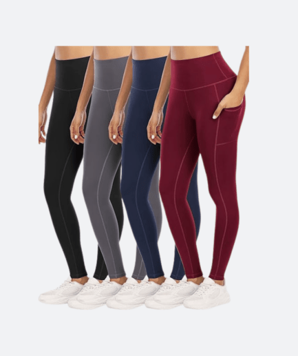 Ultimate Comfort: 4-Pack High Waist Leggings with Pockets